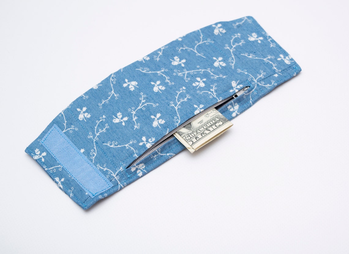 Hidden Wallet Travel Wrist Wallet Blue Wristlet Wallet - Etsy