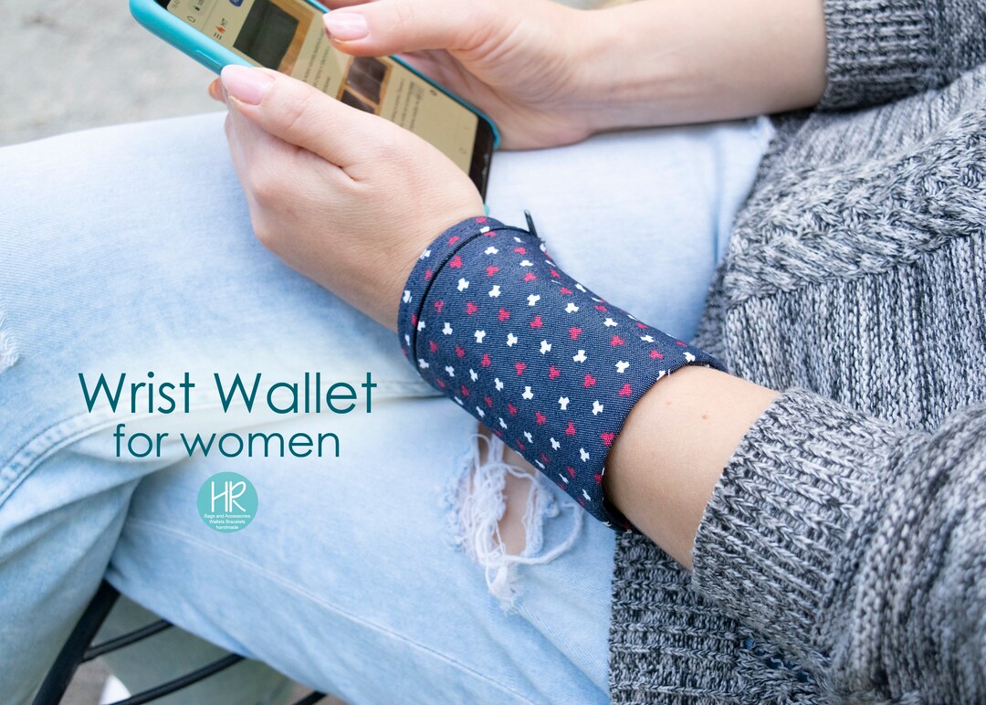 Wrist Wallet Dark Blue Travel Wallet With a Secret Wristlet Etsy