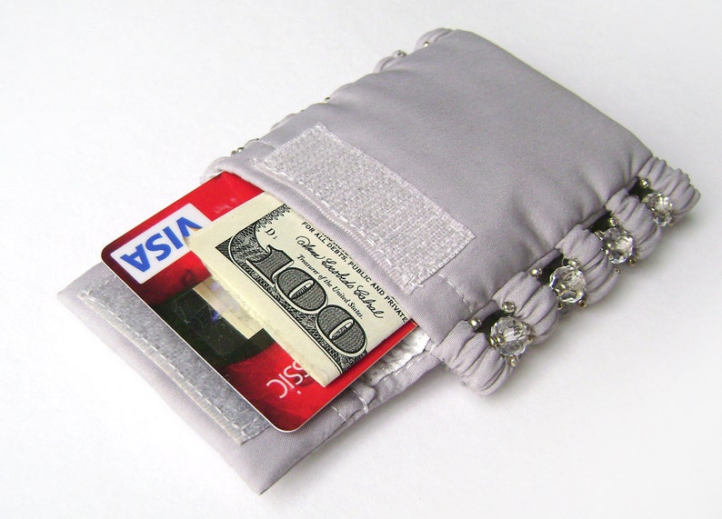 Wrist Wallet . Travel wristlet wallet . Wide Bracelet purse Secret . Bracelet for money . Secret bracelet . Light gray wide bracelet cuff image 3