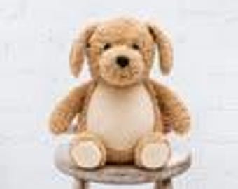 Personalized Baby Gift, "Baby Cubbies"  NEW dog, a Labradoodle, Birth announcement, stuffed animal keepsake with machine embroidery