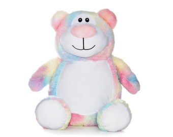 Personalized Baby Gift, "Baby Cubbies"  Cubbyford Rainbow or Pastel Bear, Birth announcement stuffed animal, keepsake, machine embroidered