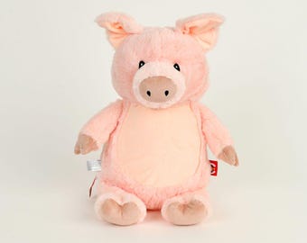 Personalized Baby Gift, "Baby Cubbies"  NEW Piggie, Birth announcement stuffed animal keepsake with machine embroidery