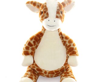 Personalized baby gift, Baby Giraffe, Stuffed animal keepsake with machine embroidery, Baptism gift, Memorial gift,  Personalized keepsake