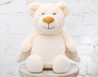 Personalized Guardian Angel Bear, Memorial, Stuffed animal keepsake, Baby Memorial gift, Angel Baby, Personalized keepsake