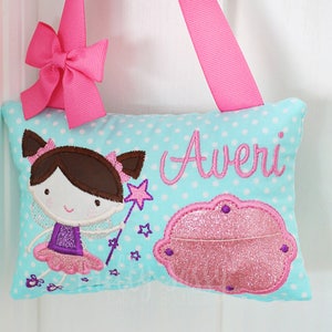 Tooth Fairy Pillow, Tooth fairy pillow girl, Personalized tooth pillow, Ballerina, Fairy, Birthday gift, Baby shower gift, Flower girl gift