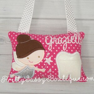 Tooth Fairy Pillow, Tooth fairy pillow girl, Personalized tooth pillow, Ballerina, Fairy, Birthday gift, Baby shower gift, Flower girl gift