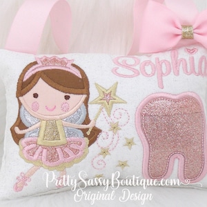 Gold Tooth Fairy Pillow, Tooth Fairy Pillow, Girls Tooth Pillow, Girl Tooth Fairy Pillow, Birthday Gift, Princess Personalized Tooth Pillow,