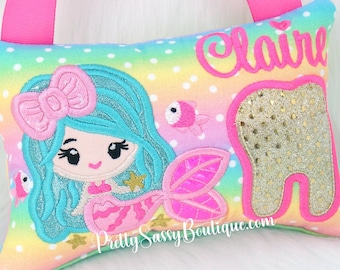 Girls Mermaid Cutie personalized tooth fairy pillow