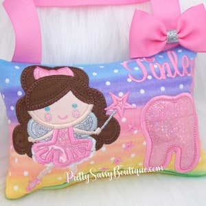 Tooth Fairy Pillow, Personalized Tooth Fairy Pillow Girls, Girl Tooth Pillow Pink Gold, Princess Birthday Gift, Baby shower girls, valentine