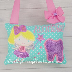 Purple Tooth Fairy Pillow Girl, Girls Tooth Fairy Pillow, Pink Personalized Tooth Pillow, Girls Tooth Pillow, Fairy,Birthday, Baby, Gift