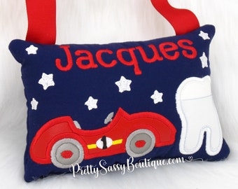 Car tooth fairy pillow, Boy tooth pillow, Race car, Red car, Boy, Babyshower, Baptism, Birthday, Christening, Gift, Tooth fairy, Tooth chart