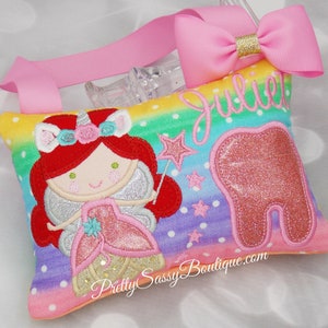 Personalized Unicorn Tooth Fairy Pillow, Princess Pillow, Tooth Pillow, Personalized Gifts, Girl Gift, Baby Shower, Birthday, Princess, Pink