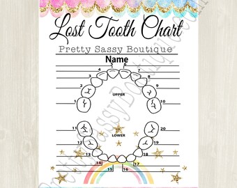 Tooth Chart Instant Download, Lost tooth chart, Printable, My Tooth Chart Digital Download, Tooth Fairy Kit, Tooth Fairy Digital File,
