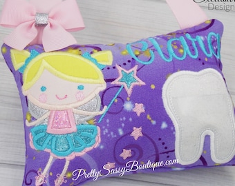 Purple Tooth Fairy Pillow Girl, Girls Tooth Fairy Pillow, Personalized Tooth Pillow, Girls Tooth Pillow, Tooth Pillow, Birthday, Baby, Gift