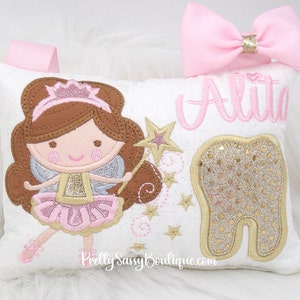 Pink Tooth Fairy Pillow, Tooth Fairy Pillow, Girls Tooth Pillow, Girl Tooth Fairy Pillow, Birthday Gift, Princess Personalized Tooth Pillow,