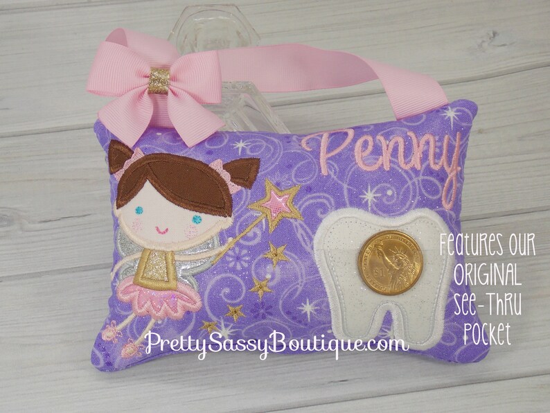 Tooth Fairy Pillow Personalized Tooth Fairy Pillow Pink And Etsy