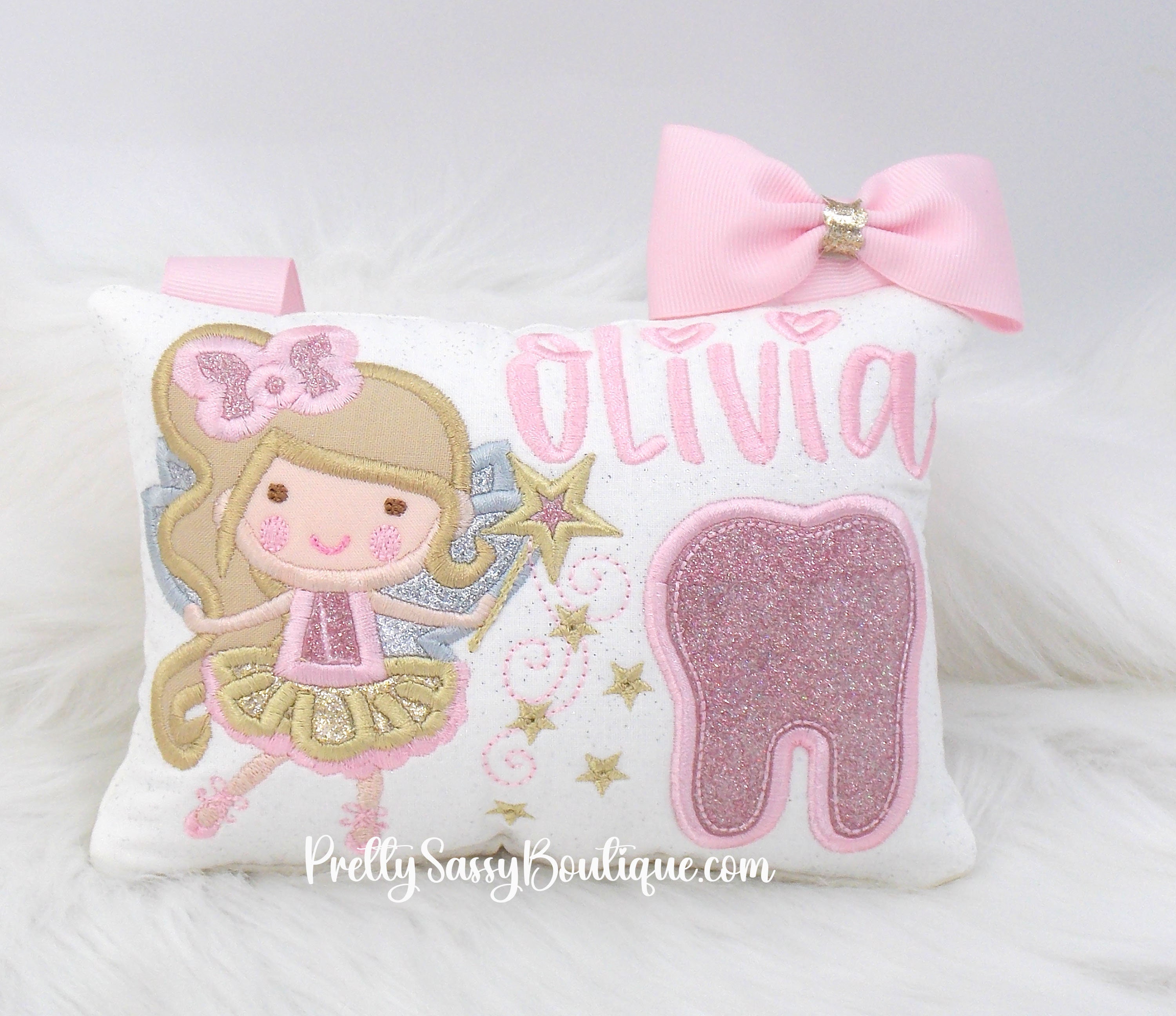 Pink Tooth Princess Pink Gold Tooth Fairy Pillow, Tooth Fairy Pillow, Girls Tooth Pillow ...
