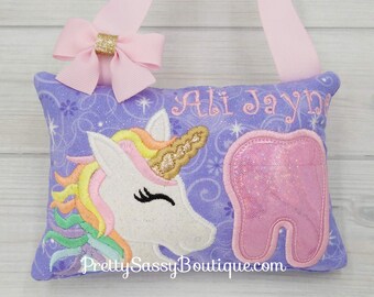 Tooth Fairy Pillow, Unicorn Tooth Fairy Pillow, Rainbow Unicorn Gift Ideas, Tooth Fairy Pillow Girls, Birthday Gift, Girl