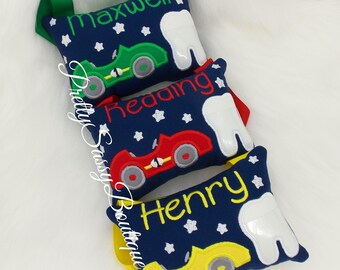 Car tooth fairy pillow, Boy tooth pillow, Race car, Red car, Boy, Babyshower, Baptism, Birthday, Christening, Gift, Tooth fairy, Tooth chart