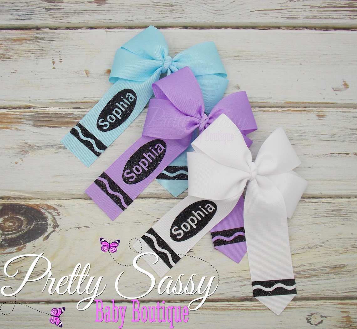 Crayon Hair Bow Crayon Clip Back to School Toddler Etsy