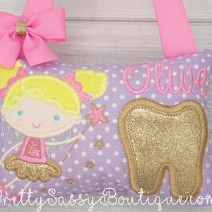 Tooth Fairy Pillow, Tooth fairy pillow girl, Personalized tooth pillow, Ballerina, Fairy, Birthday gift, Baby shower gift, Flower girl gift