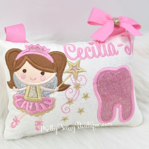 Pink Gold Personalized Girl Tooth Fairy Pillow with Tooth Fairy Kit, Pink Tooth Fairy, Personalized Gift, Girls, Christmas Stocking Stuffer