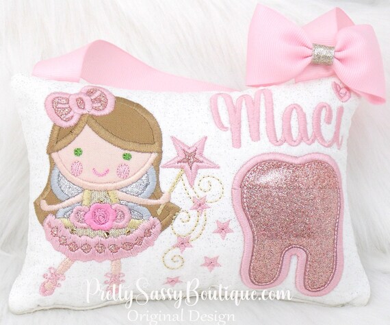 Gold Tooth Fairy Pillow Pink Tooth Fairy Pillow Girls Tooth Pillow Girl Tooth Fairy Pillow Birthday Gift Personalized Pink Tooth Pillow Etsy