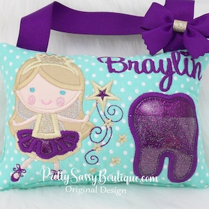 Purple Gold Personalized Tooth Fairy Pillow, Girl, Tooth Pillow, Girl Tooth Fairy Pillow, Princess Birthday, Personalized Gifts, Baby Shower
