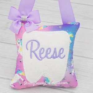 Unicorn Tooth Fairy Pillow, Personalized Tooth Fairy Pillow, Tooth Pillow, Tooth Fairy Pillow Girl, Tooth Pouch, Tooth Bag, Tooth Fairy Kit