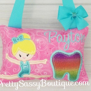 Baptism Birthday Gymnast tooth fairy pillow Girl Kindergarten Babyshower Christening Gift Gymnastics,Dance Summer Sports School