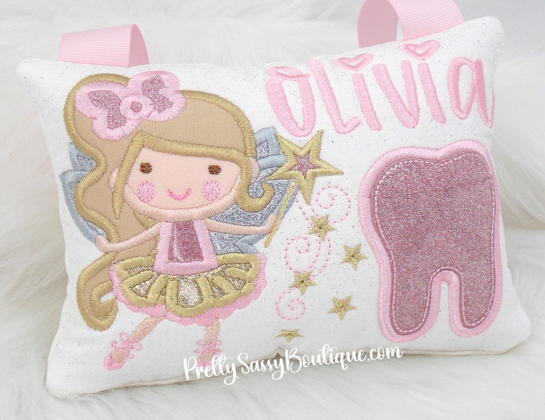 Pink Tooth Princess Pink Gold Tooth Fairy Pillow, Tooth Fairy Pillow, Girls Tooth Pillow ...
