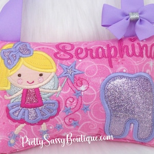 Pink Tooth Fairy Pillow, Tooth Fairy Pillow, Girl Tooth Fairy Pillow, Birthday Gift, Personalized Tooth Pillow,  Girls Toothfairy Pillow