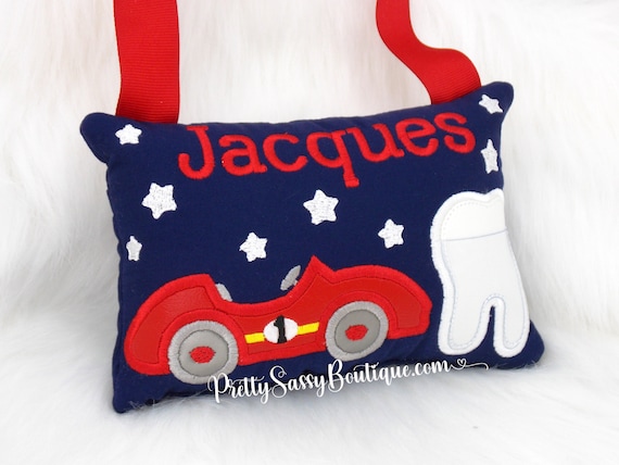 Car tooth fairy pillow, Boy tooth pillow, Race car, Red car, Boy, Babyshower, Baptism, Birthday, Christening, Gift, Tooth fairy, Tooth chart