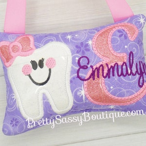 Tooth Fairy Pillow, Girls Tooth Fairy Pillow, Purple Personalized Tooth Pillow, Girl Tooth Pillow Fairy Kit, Fairy,Birthday, Baby, Girl Gift