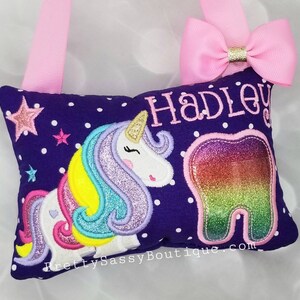 Rainbow Unicorn Tooth Fairy Pillow with Tooth Fairy Kit, Tooth Fairy Pillow Girl, Tooth Pillow, Unicorn Pillow, Unicorn Birthday, Girl Gift