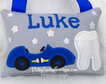 Car tooth fairy pillow, Boy tooth pillow, Race car, Red car, Boy, Babyshower, Baptism, Birthday, Christening, Gift, Tooth fairy, Tooth chart