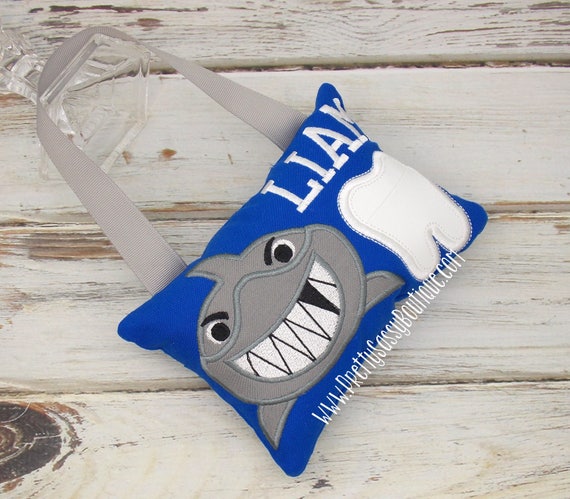 Personalized Shark Tooth Fairy Pillow for boys or girls
