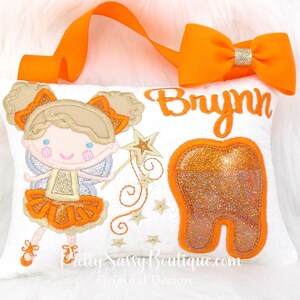 Orange Tooth Fairy Pillow, Tooth Fairy Pillow, Girls Tooth Pillow, Girl Tooth Fairy Pillow, Birthday Gift, Princess Personalized Pillow