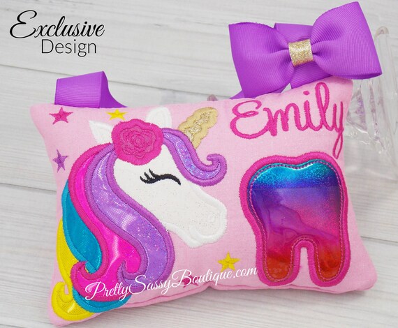 Personalized Tooth Fairy Pillow Girl Unicorn Tooth Fairy Etsy