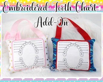 Embroidered tooth chart upgrade, Girl embroidered tooth chart pillow, Tooth fairy pillow with tooth chart, Boy tooth pillow with chart,