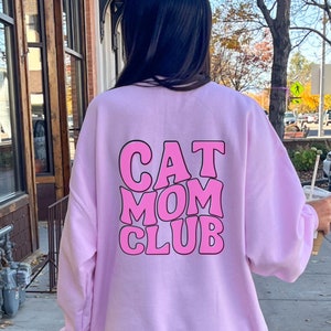 Personalized Cat Mom Club Oversized Sweatshirt Custom Cat Lover Shirt Cat Face Sweatshirt Pet Hoodie Cat Mom Gift Custom Crewneck Sweatshirt