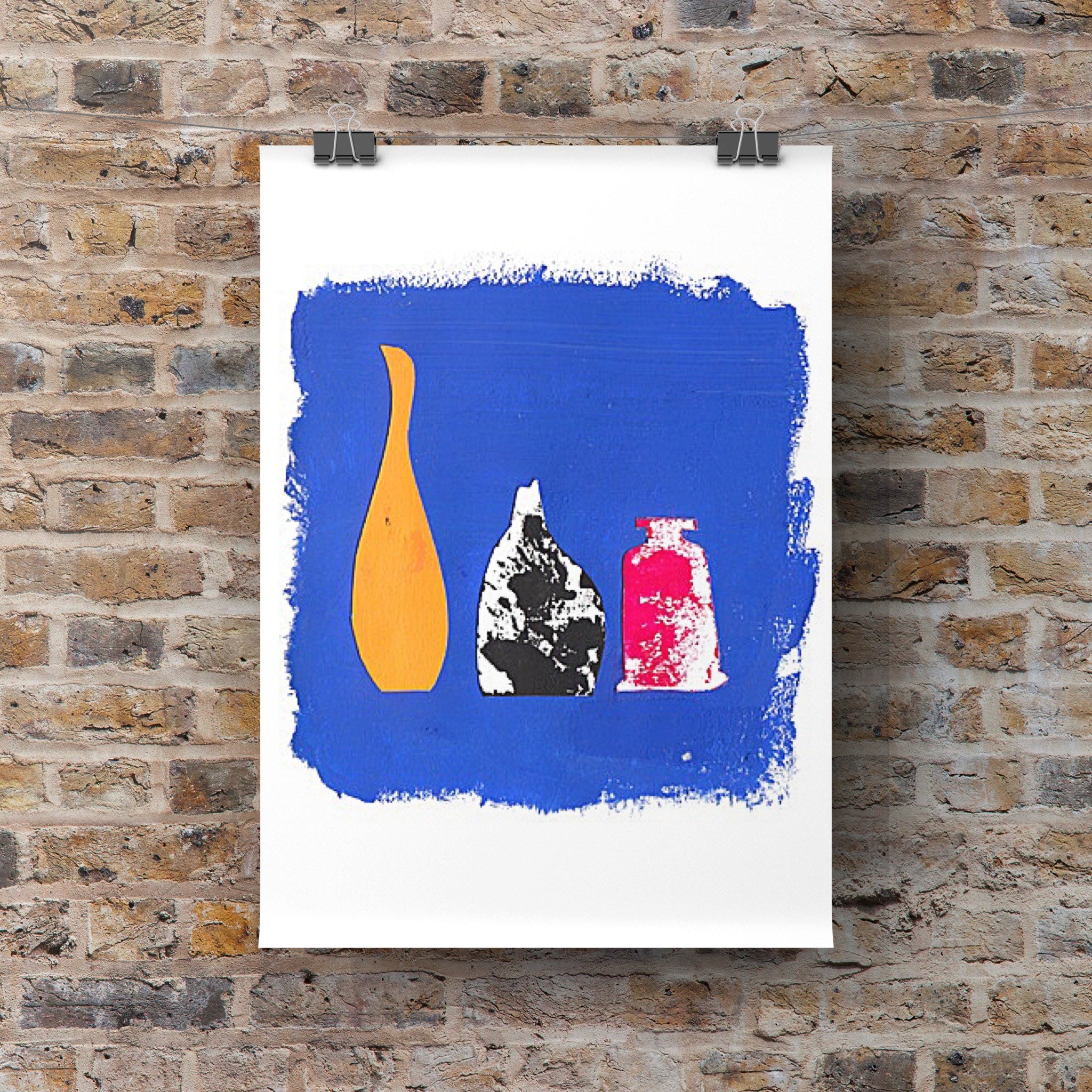 A Collection of Vases Abstract Art Print Portrait Etsy