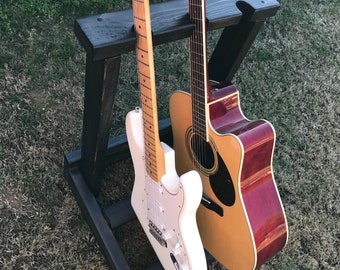 Soporte de guitarra de madera inclinado - Estuche para guitarra - Soporte para instrumentos - Decoración para el hogar