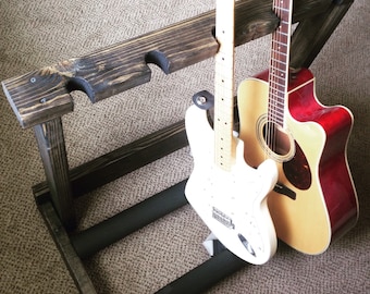 Soporte de guitarra de madera inclinado - Estuche para guitarra - Soporte para instrumentos - Decoración para el hogar