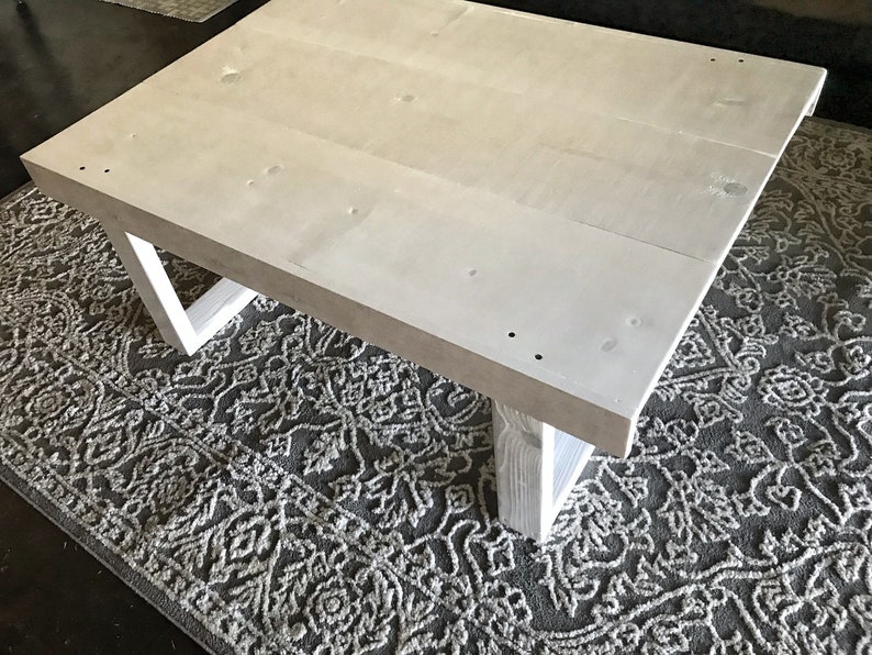 Large Rustic Coffee Table Whitewash Home Decor Furniture