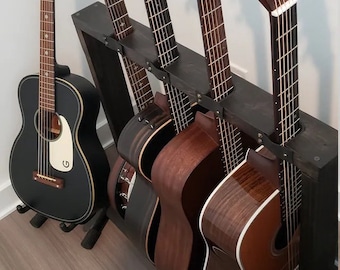 Soporte vertical de madera para guitarra - Estuche para guitarra - Soporte para instrumentos - Decoración del hogar