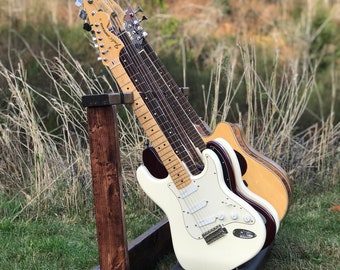 Soporte de guitarra de madera inclinado - Estuche para guitarra - Soporte para instrumentos - Decoración para el hogar