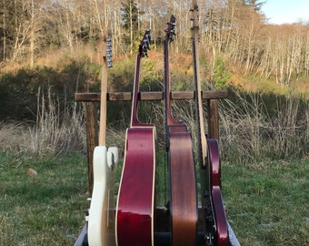 Soporte de guitarra de madera inclinado - Estuche para guitarra - Soporte para instrumentos - Decoración para el hogar