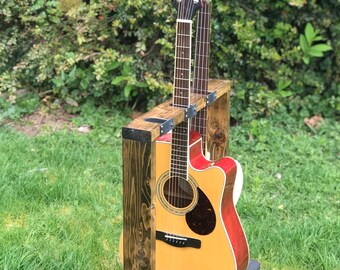 Soporte vertical de madera para guitarra - Estuche para guitarra - Soporte para instrumentos - Decoración del hogar