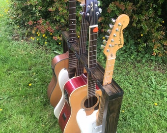 Soporte vertical de madera para guitarra - Estuche para guitarra - Soporte para instrumentos - Decoración para el hogar